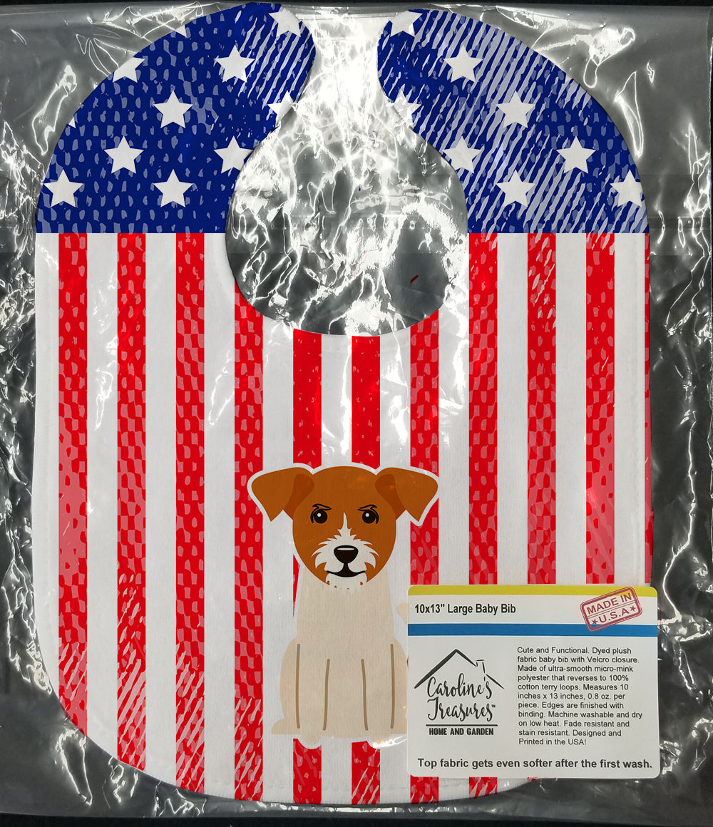 Patriotic USA Jack Russell Terrier Baby Bib Easy-Clean Baby Bib Baby Feeding Accessory Baby Mealtime Essential, 10 x 13, Multicolor