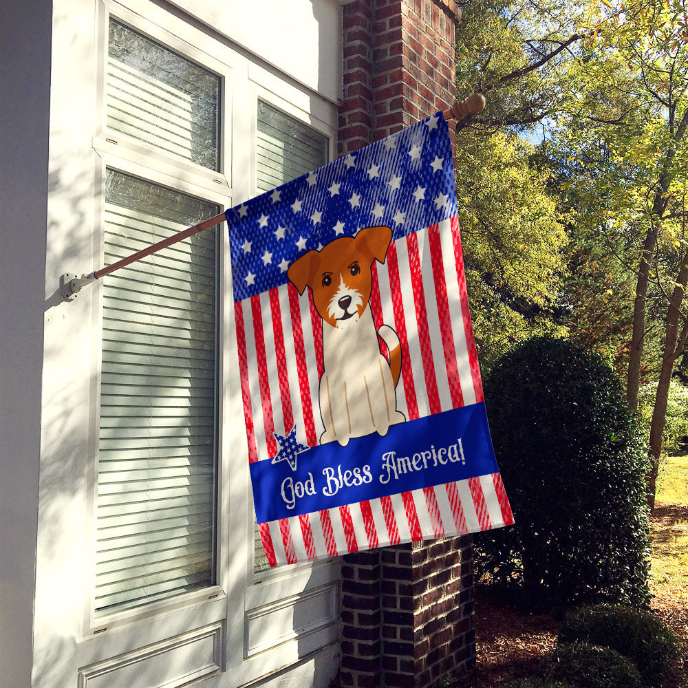 Patriotic USA Jack Russell Terrier House Flag 28x40 Porch Sleeve Pole Decorative Outside Yard Banner Artwork Wall Hanging, Polyester