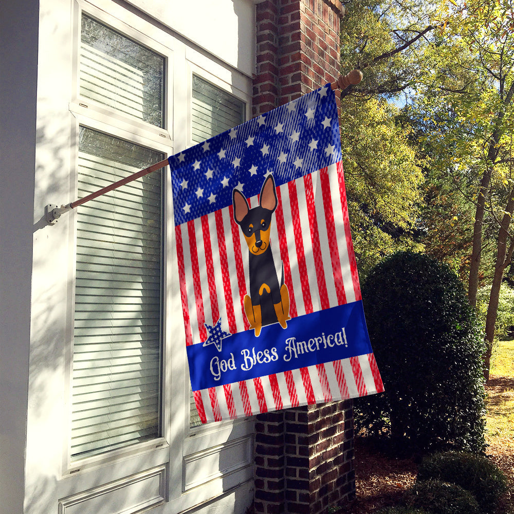 Patriotic USA English Toy Terrier House Flag 28x40 Porch Sleeve Pole Decorative Outside Yard Banner Artwork Wall Hanging, Polyester
