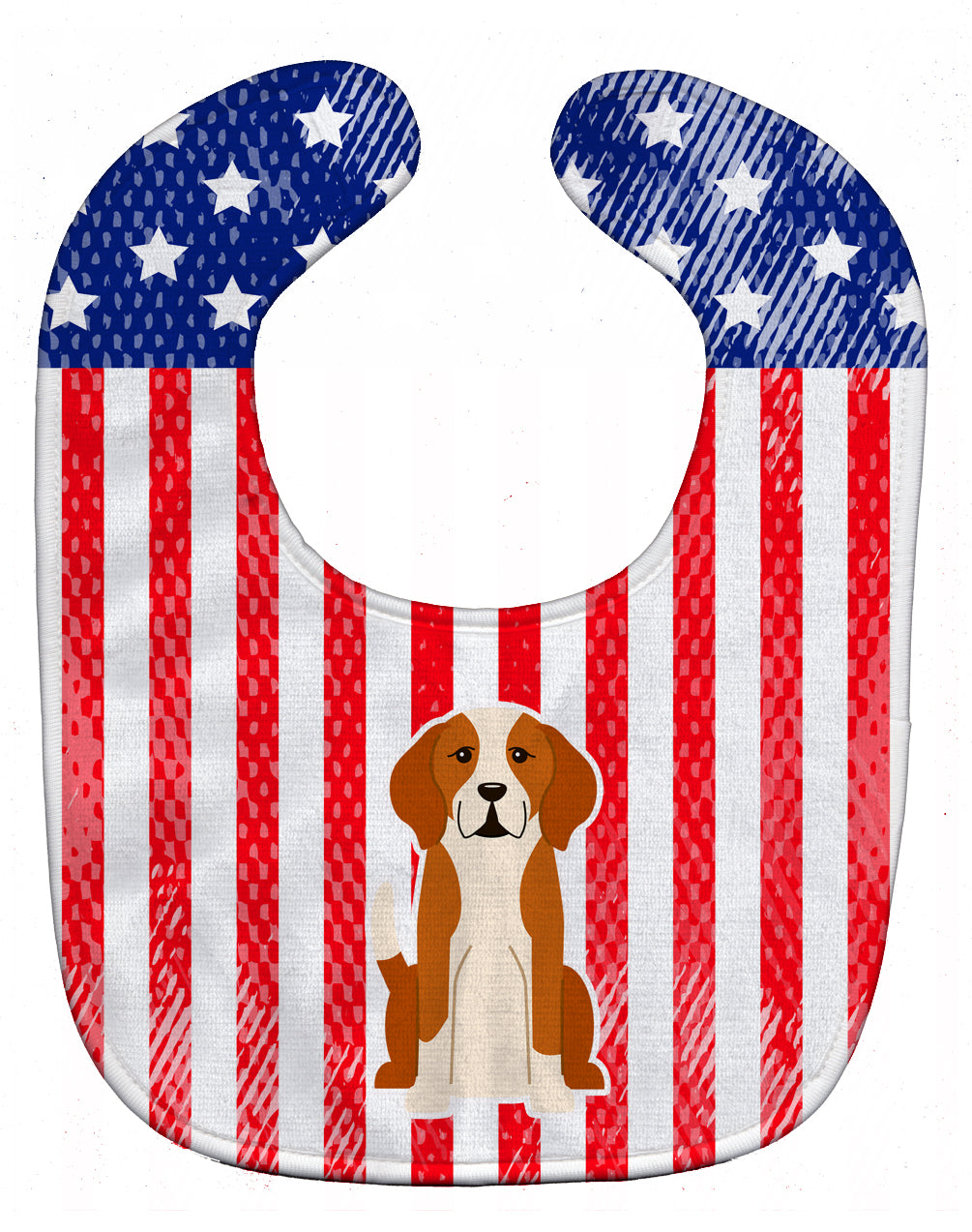 Patriotic USA English Foxhound Baby Bib Easy-Clean Baby Bib Baby Feeding Accessory Baby Mealtime Essential, 10 x 13, Multicolor