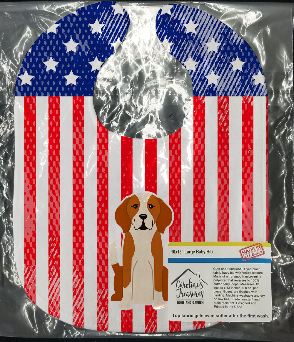 Patriotic USA English Foxhound Baby Bib Easy-Clean Baby Bib Baby Feeding Accessory Baby Mealtime Essential, 10 x 13, Multicolor