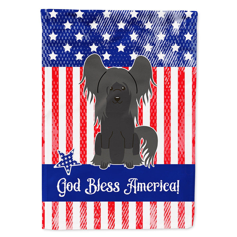 Patriotic USA Chinese Crested Black House Flag 28x40 Porch Sleeve Pole Decorative Outside Yard Banner Artwork Wall Hanging, Polyester
