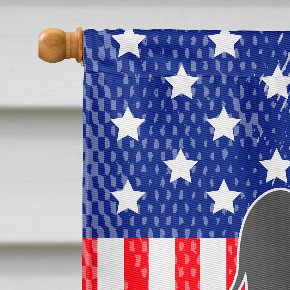 Patriotic USA Chinese Crested Black House Flag 28x40 Porch Sleeve Pole Decorative Outside Yard Banner Artwork Wall Hanging, Polyester