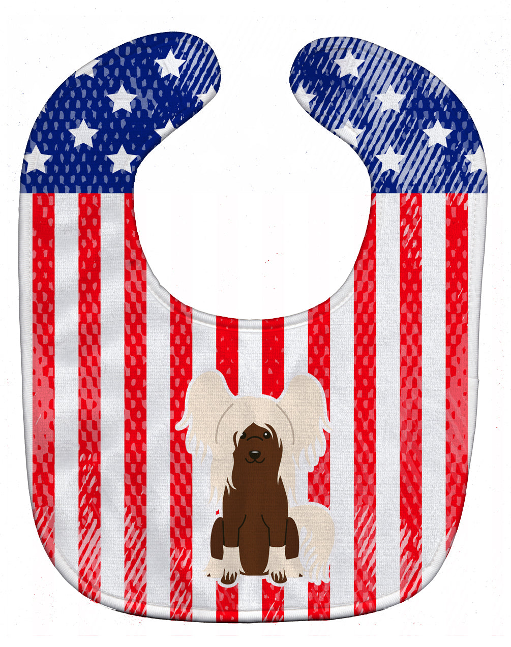 Patriotic USA Chinese Crested Cream Baby Bib Easy-Clean Baby Bib Baby Feeding Accessory Baby Mealtime Essential, 10 x 13, Multicolor