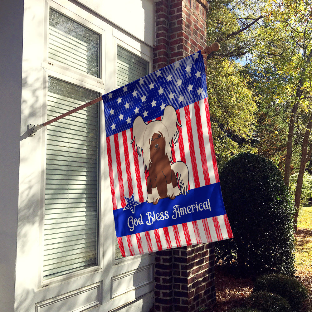 Patriotic USA Chinese Crested Cream House Flag 28x40 Porch Sleeve Pole Decorative Outside Yard Banner Artwork Wall Hanging, Polyester