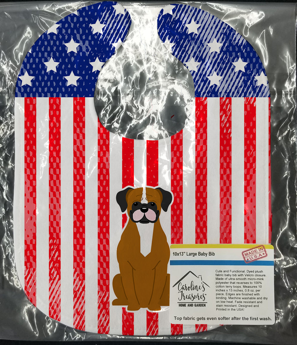 Patriotic USA Flashy Fawn Boxer Baby Bib Easy-Clean Baby Bib Baby Feeding Accessory Baby Mealtime Essential, 10 x 13, Multicolor