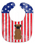 Patriotic USA Brindle Boxer Baby Bib Easy-Clean Baby Bib Baby Feeding Accessory Baby Mealtime Essential, 10 x 13, Multicolor
