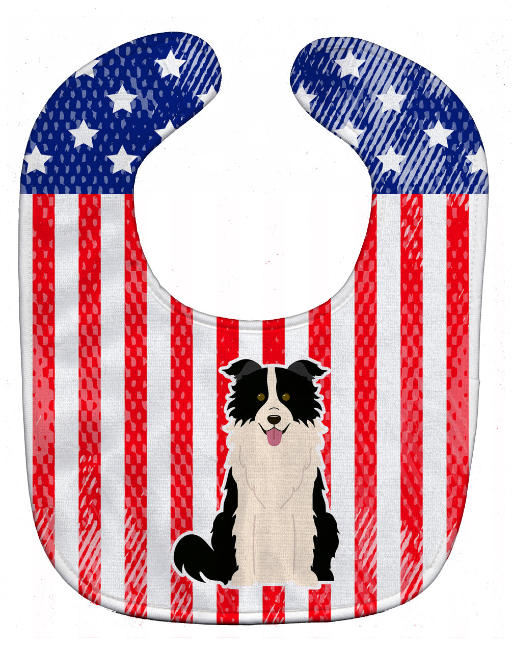 Patriotic USA Border Collie Black White Baby Bib Easy-Clean Baby Bib Baby Feeding Accessory Baby Mealtime Essential, 10 x 13, Multicolor