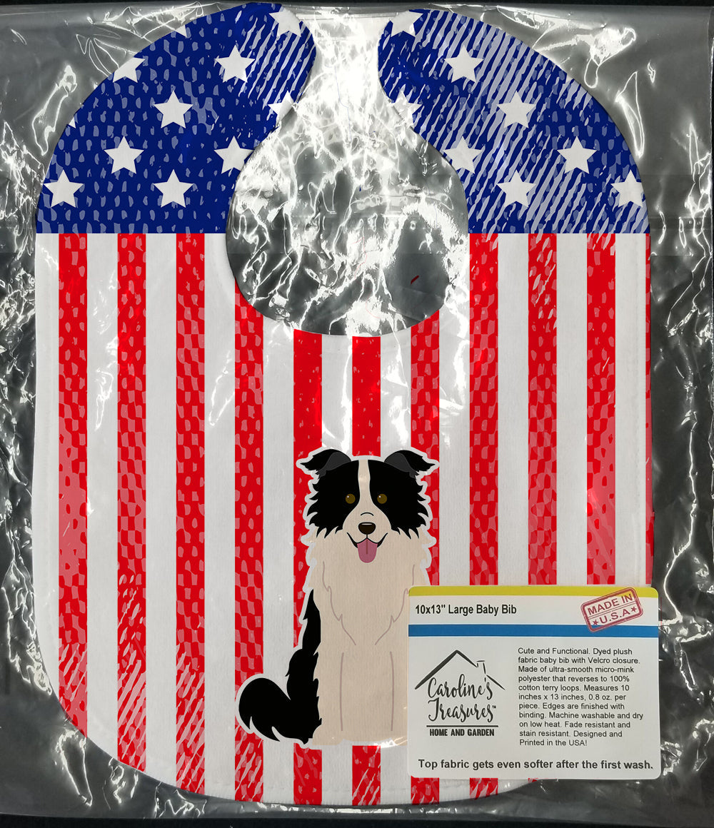 Patriotic USA Border Collie Black White Baby Bib Easy-Clean Baby Bib Baby Feeding Accessory Baby Mealtime Essential, 10 x 13, Multicolor