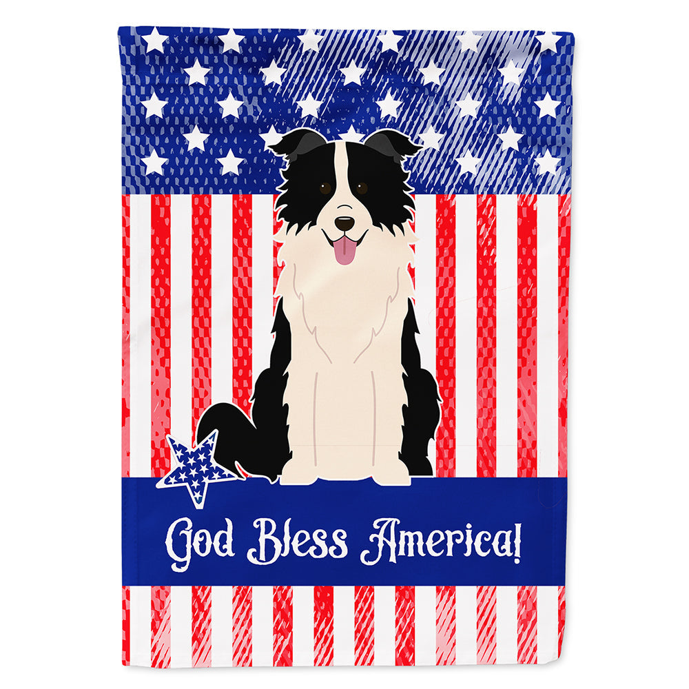 Patriotic USA Border Collie Black White House Flag 28x40 Porch Sleeve Pole Decorative Outside Yard Banner Artwork Wall Hanging, Polyester