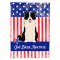 Patriotic USA Border Collie Black White House Flag 28x40 Porch Sleeve Pole Decorative Outside Yard Banner Artwork Wall Hanging, Polyester