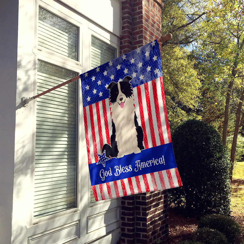 Patriotic USA Border Collie Black White House Flag 28x40 Porch Sleeve Pole Decorative Outside Yard Banner Artwork Wall Hanging, Polyester