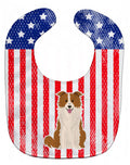 Patriotic USA Border Collie Red White Baby Bib Easy-Clean Baby Bib Baby Feeding Accessory Baby Mealtime Essential, 10 x 13, Multicolor