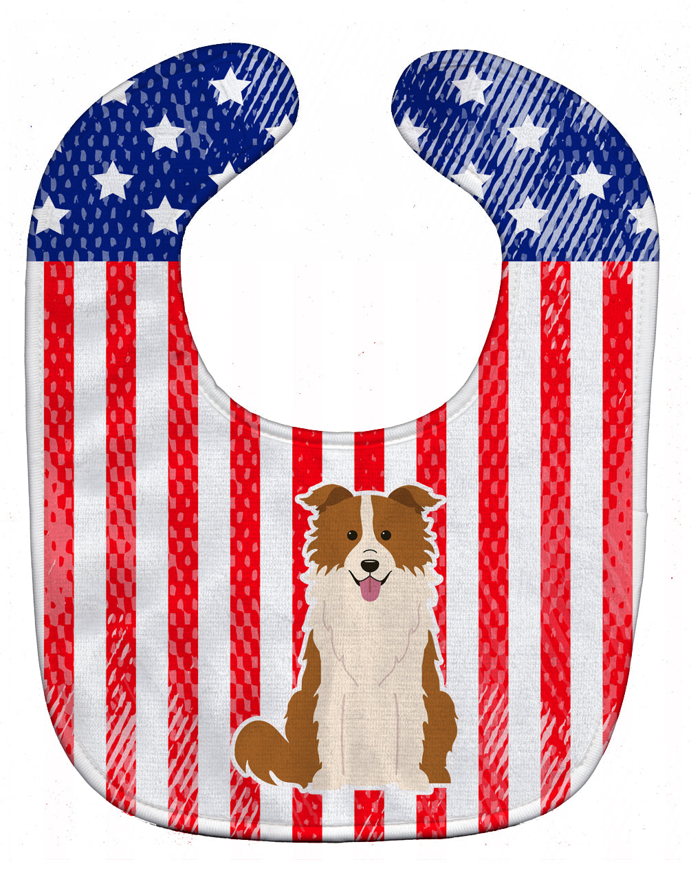 Patriotic USA Border Collie Red White Baby Bib Easy-Clean Baby Bib Baby Feeding Accessory Baby Mealtime Essential, 10 x 13, Multicolor