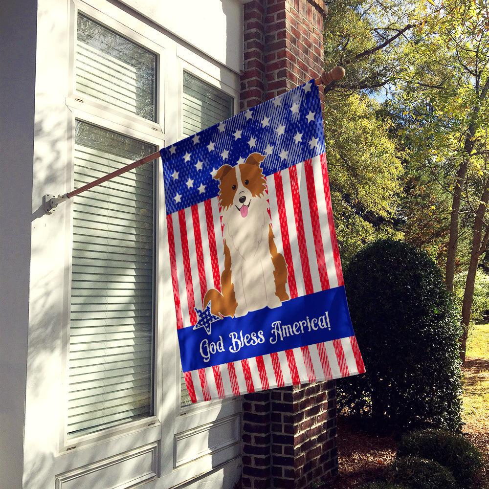 Patriotic USA Border Collie Red White House Flag 28x40 Porch Sleeve Pole Decorative Outside Yard Banner Artwork Wall Hanging, Polyester