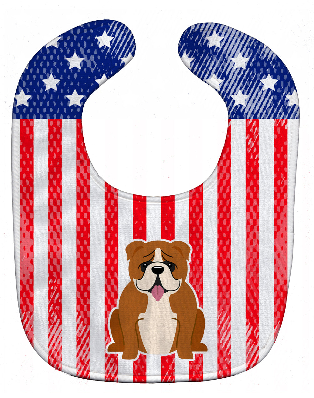 Patriotic USA English Bulldog Red White Baby Bib Easy-Clean Baby Bib Baby Feeding Accessory Baby Mealtime Essential, 10 x 13, Multicolor
