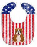 Patriotic USA English Bulldog Red White Baby Bib Easy-Clean Baby Bib Baby Feeding Accessory Baby Mealtime Essential, 10 x 13, Multicolor