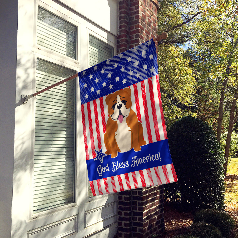 Patriotic USA English Bulldog Red White House Flag 28x40 Porch Sleeve Pole Decorative Outside Yard Banner Artwork Wall Hanging, Polyester