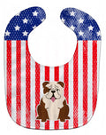 Patriotic USA English Bulldog Brindle White Baby Bib Easy-Clean Baby Bib Baby Feeding Accessory Baby Mealtime Essential, 10 x 13, Multicolor