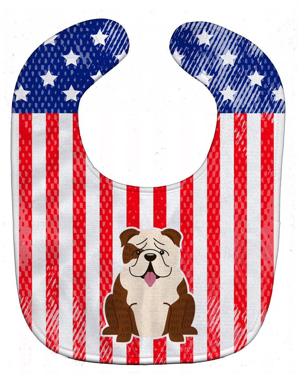 Patriotic USA English Bulldog Brindle White Baby Bib Easy-Clean Baby Bib Baby Feeding Accessory Baby Mealtime Essential, 10 x 13, Multicolor