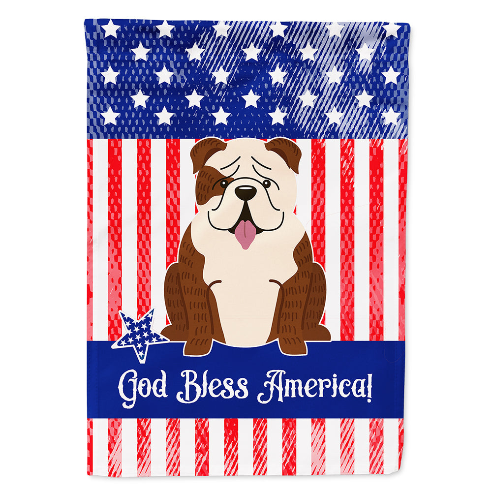 Patriotic USA English Bulldog Brindle White House Flag 28x40 Porch Sleeve Pole Decorative Outside Yard Banner Artwork Wall Hanging, Polyester