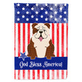 Patriotic USA English Bulldog Brindle White House Flag 28x40 Porch Sleeve Pole Decorative Outside Yard Banner Artwork Wall Hanging, Polyester