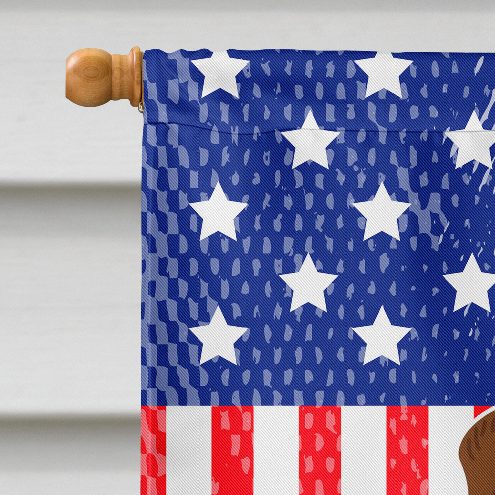 Patriotic USA English Bulldog Brindle White House Flag 28x40 Porch Sleeve Pole Decorative Outside Yard Banner Artwork Wall Hanging, Polyester