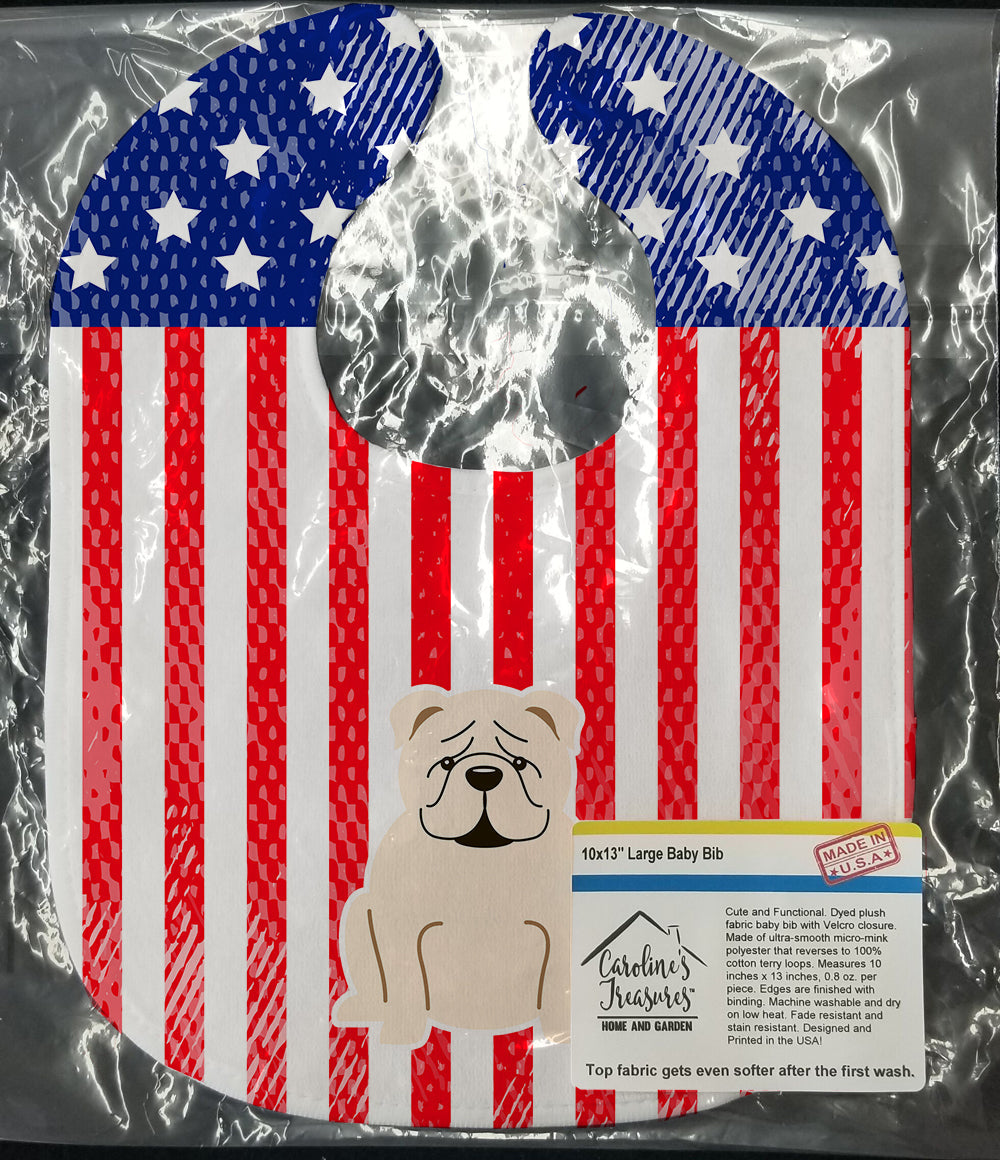 Patriotic USA English Bulldog White Baby Bib Easy-Clean Baby Bib Baby Feeding Accessory Baby Mealtime Essential, 10 x 13, Multicolor