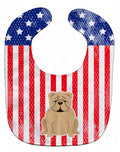 Patriotic USA English Bulldog Fawn Baby Bib Easy-Clean Baby Bib Baby Feeding Accessory Baby Mealtime Essential, 10 x 13, Multicolor