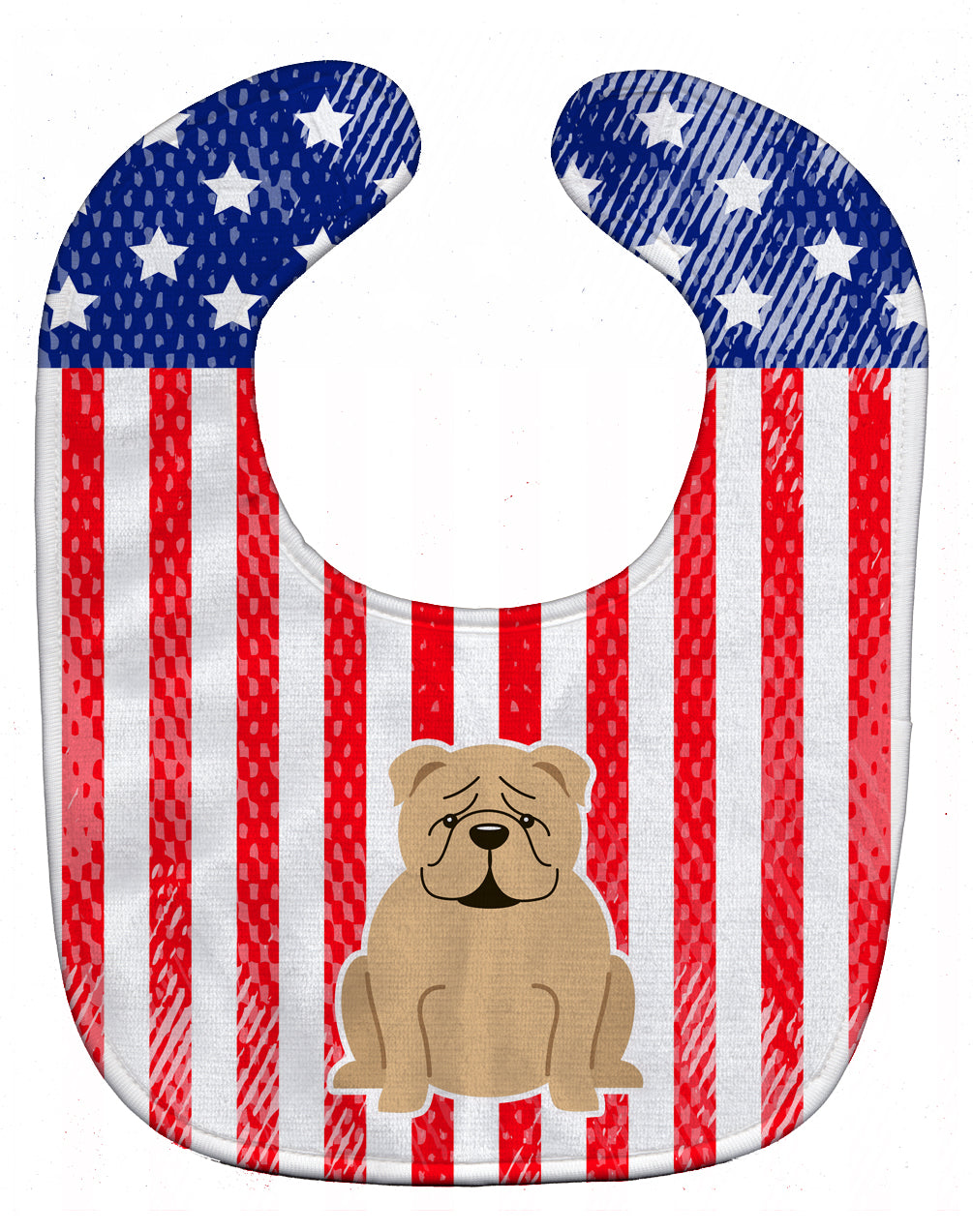 Patriotic USA English Bulldog Fawn Baby Bib Easy-Clean Baby Bib Baby Feeding Accessory Baby Mealtime Essential, 10 x 13, Multicolor