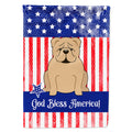 Patriotic USA English Bulldog Fawn House Flag 28x40 Porch Sleeve Pole Decorative Outside Yard Banner Artwork Wall Hanging, Polyester