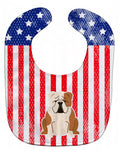 Patriotic USA English Bulldog Fawn White Baby Bib Easy-Clean Baby Bib Baby Feeding Accessory Baby Mealtime Essential, 10 x 13, Multicolor