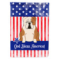 Patriotic USA English Bulldog Fawn White House Flag 28x40 Porch Sleeve Pole Decorative Outside Yard Banner Artwork Wall Hanging, Polyester