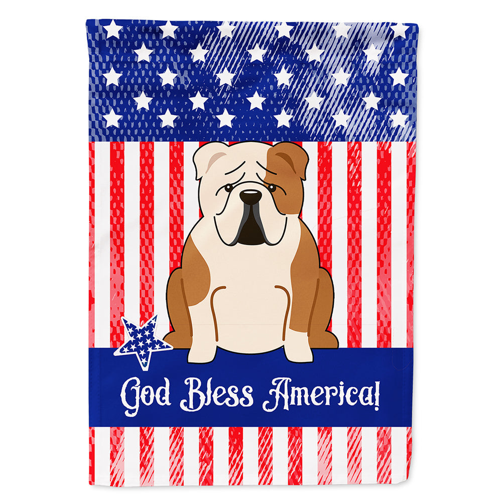 Patriotic USA English Bulldog Fawn White House Flag 28x40 Porch Sleeve Pole Decorative Outside Yard Banner Artwork Wall Hanging, Polyester