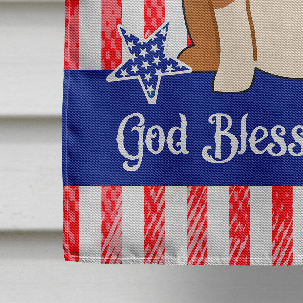 Patriotic USA English Bulldog Fawn White House Flag 28x40 Porch Sleeve Pole Decorative Outside Yard Banner Artwork Wall Hanging, Polyester
