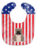 Patriotic USA English Bulldog Grey Brindle  Baby Bib Easy-Clean Baby Bib Baby Feeding Accessory Baby Mealtime Essential, 10 x 13, Multicolor