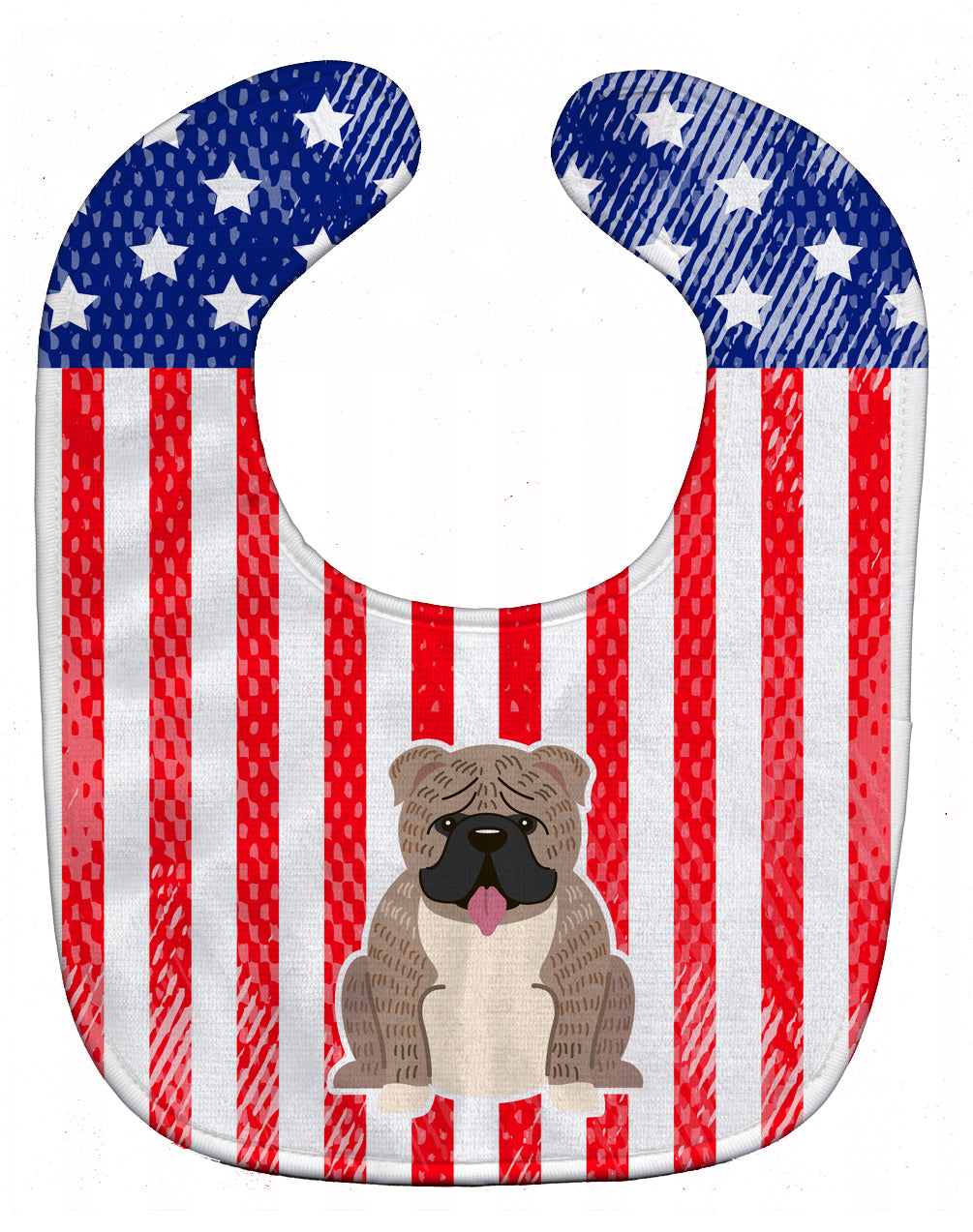 Patriotic USA English Bulldog Grey Brindle  Baby Bib Easy-Clean Baby Bib Baby Feeding Accessory Baby Mealtime Essential, 10 x 13, Multicolor