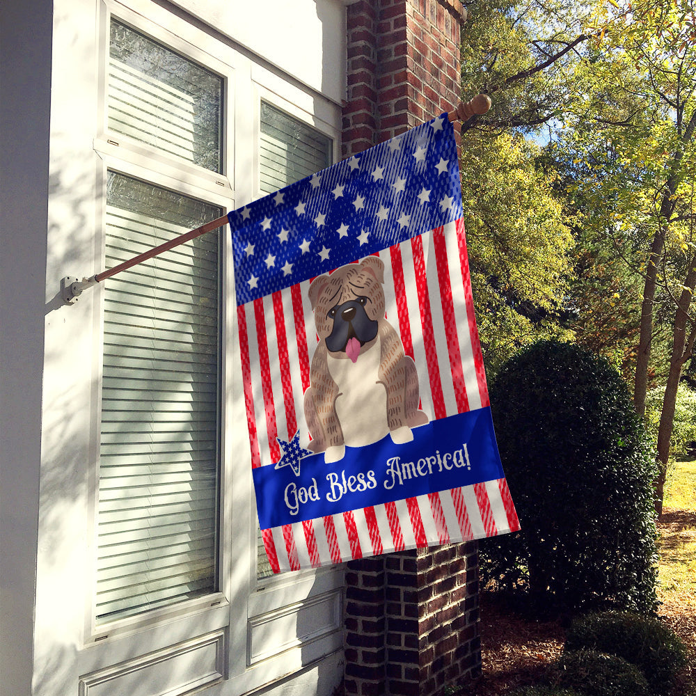 Patriotic USA English Bulldog Grey Brindle  House Flag 28x40 Porch Sleeve Pole Decorative Outside Yard Banner Artwork Wall Hanging, Polyester