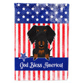 Patriotic USA Wire Haired Dachshund Black Tan House Flag 28x40 Porch Sleeve Pole Decorative Outside Yard Banner Artwork Wall Hanging, Polyester