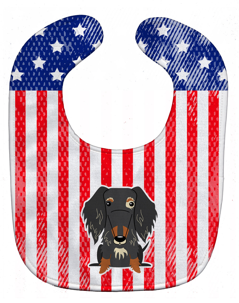 Patriotic USA Wire Haired Dachshund Dapple Baby Bib Easy-Clean Baby Bib Baby Feeding Accessory Baby Mealtime Essential, 10 x 13, Multicolor