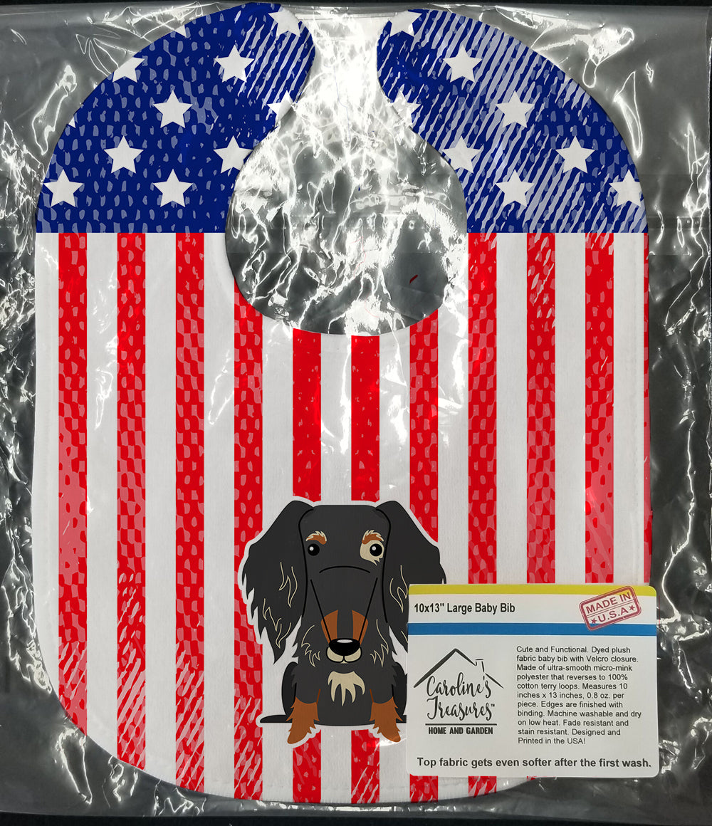 Patriotic USA Wire Haired Dachshund Dapple Baby Bib Easy-Clean Baby Bib Baby Feeding Accessory Baby Mealtime Essential, 10 x 13, Multicolor