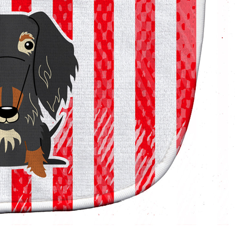 Patriotic USA Wire Haired Dachshund Dapple Baby Bib Easy-Clean Baby Bib Baby Feeding Accessory Baby Mealtime Essential, 10 x 13, Multicolor