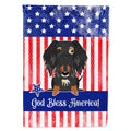 Patriotic USA Wire Haired Dachshund Dapple House Flag 28x40 Porch Sleeve Pole Decorative Outside Yard Banner Artwork Wall Hanging, Polyester