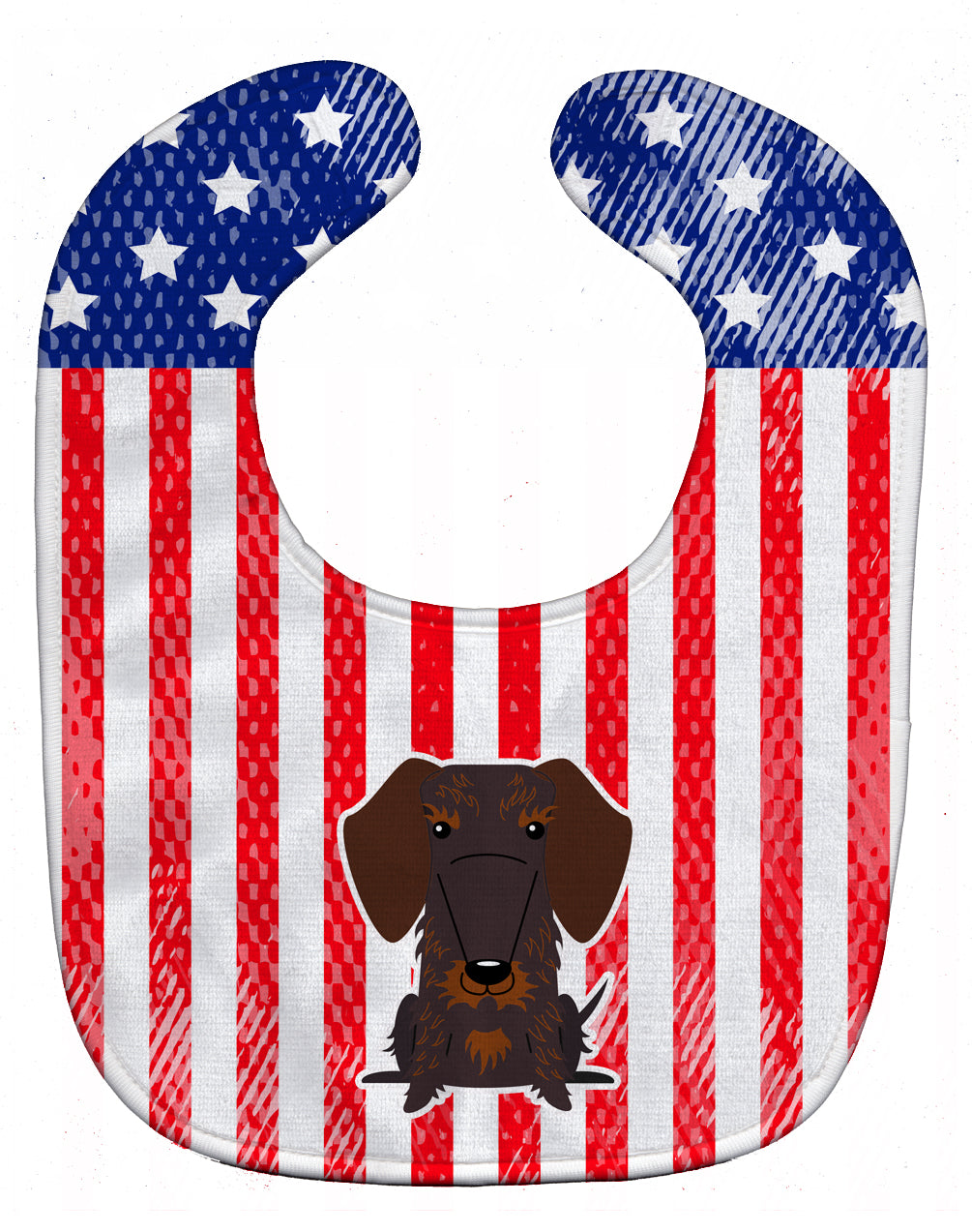Patriotic USA Wire Haired Dachshund Chocolate Baby Bib Easy-Clean Baby Bib Baby Feeding Accessory Baby Mealtime Essential, 10 x 13, Multicolor