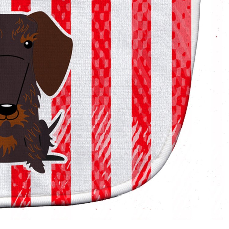 Patriotic USA Wire Haired Dachshund Chocolate Baby Bib Easy-Clean Baby Bib Baby Feeding Accessory Baby Mealtime Essential, 10 x 13, Multicolor