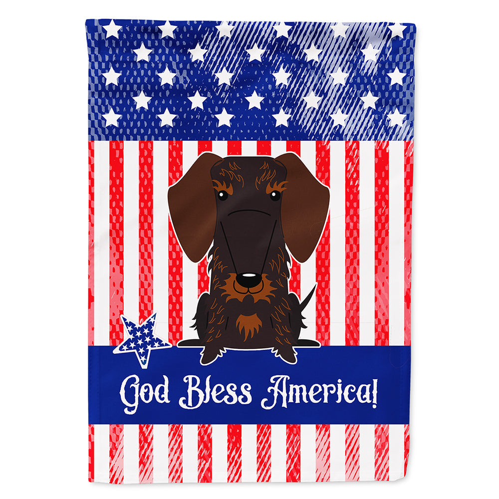 Patriotic USA Wire Haired Dachshund Chocolate House Flag 28x40 Porch Sleeve Pole Decorative Outside Yard Banner Artwork Wall Hanging, Polyester