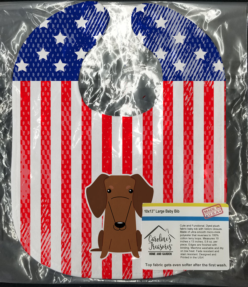 Patriotic USA Dachshund Red Brown Baby Bib Easy-Clean Baby Bib Baby Feeding Accessory Baby Mealtime Essential, 10 x 13, Multicolor