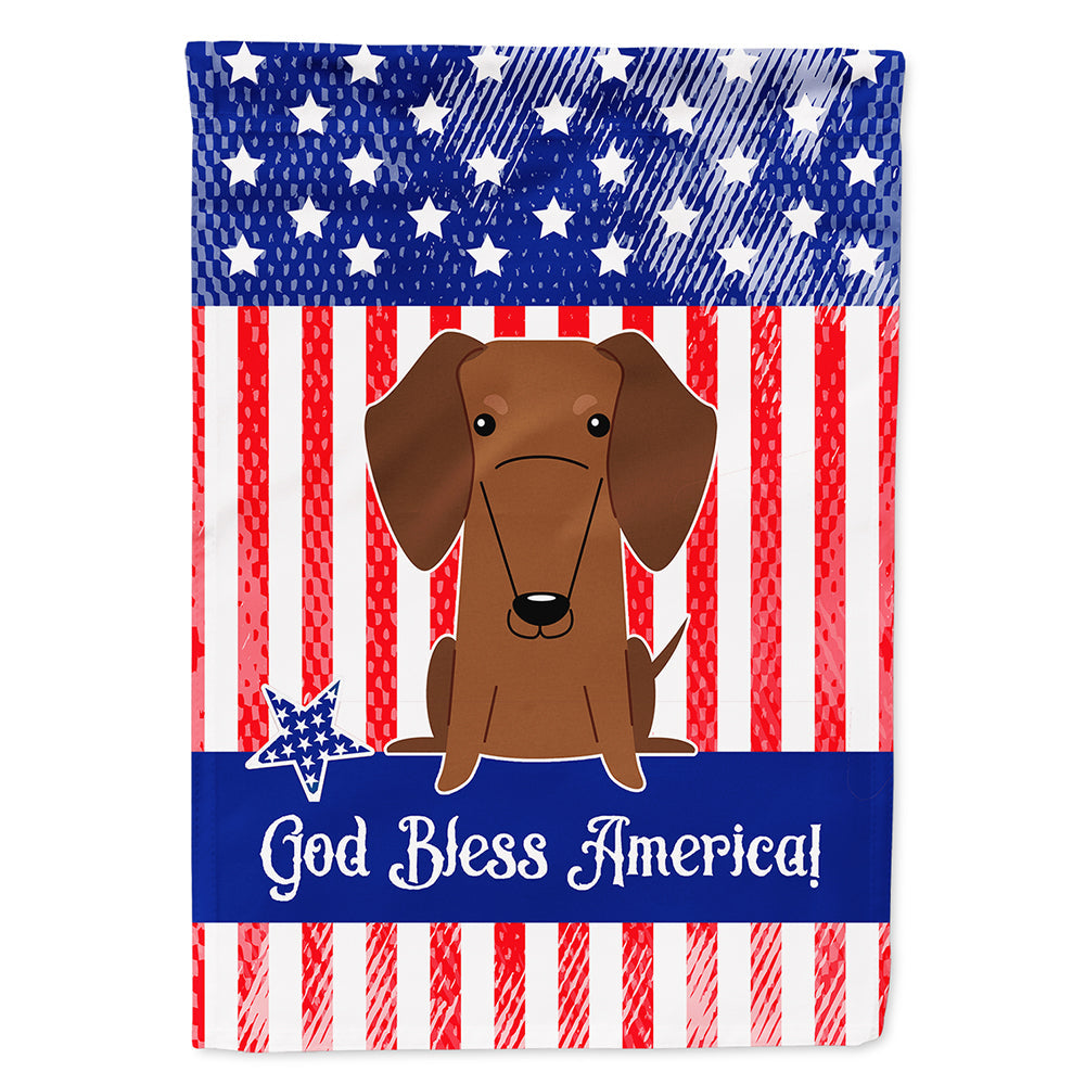 Patriotic USA Dachshund Red Brown House Flag 28x40 Porch Sleeve Pole Decorative Outside Yard Banner Artwork Wall Hanging, Polyester