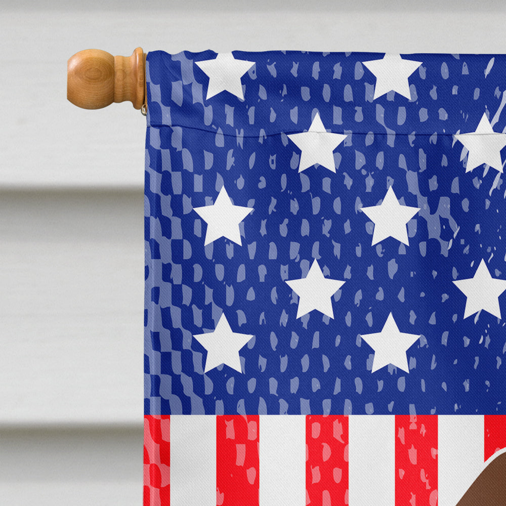 Patriotic USA Dachshund Red Brown House Flag 28x40 Porch Sleeve Pole Decorative Outside Yard Banner Artwork Wall Hanging, Polyester
