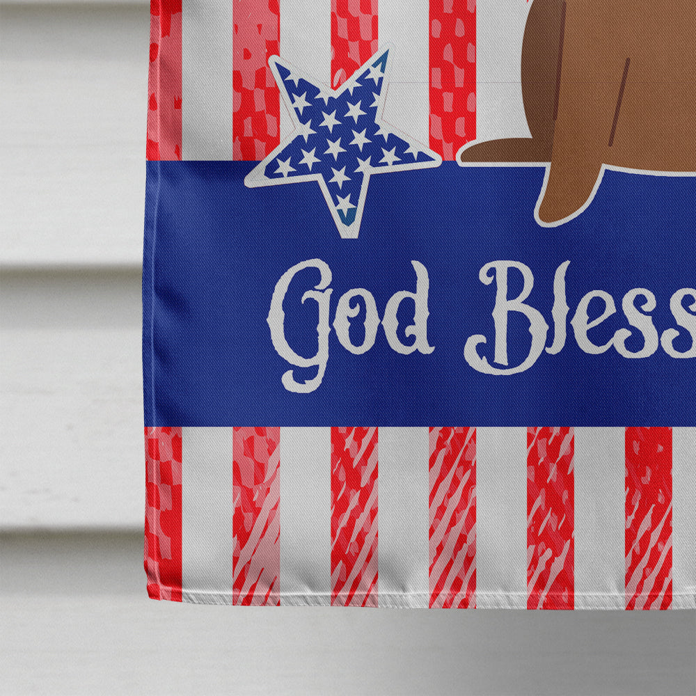 Patriotic USA Dachshund Red Brown House Flag 28x40 Porch Sleeve Pole Decorative Outside Yard Banner Artwork Wall Hanging, Polyester